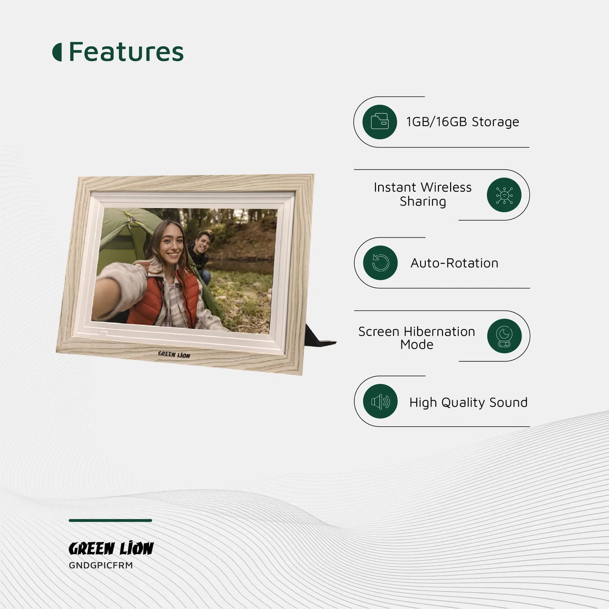 Green Lion Digital Picture Frame Touch Screen Display 10 1 Inch Wooden – image 10
