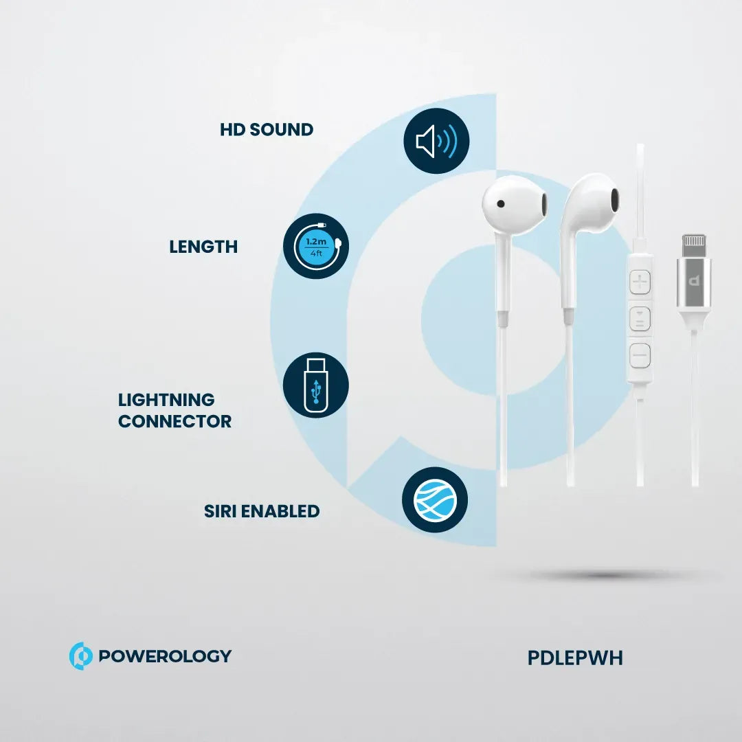 Powerology Stereo Earphone Lightning Connector 1.2 m/4 ft - White – image 10