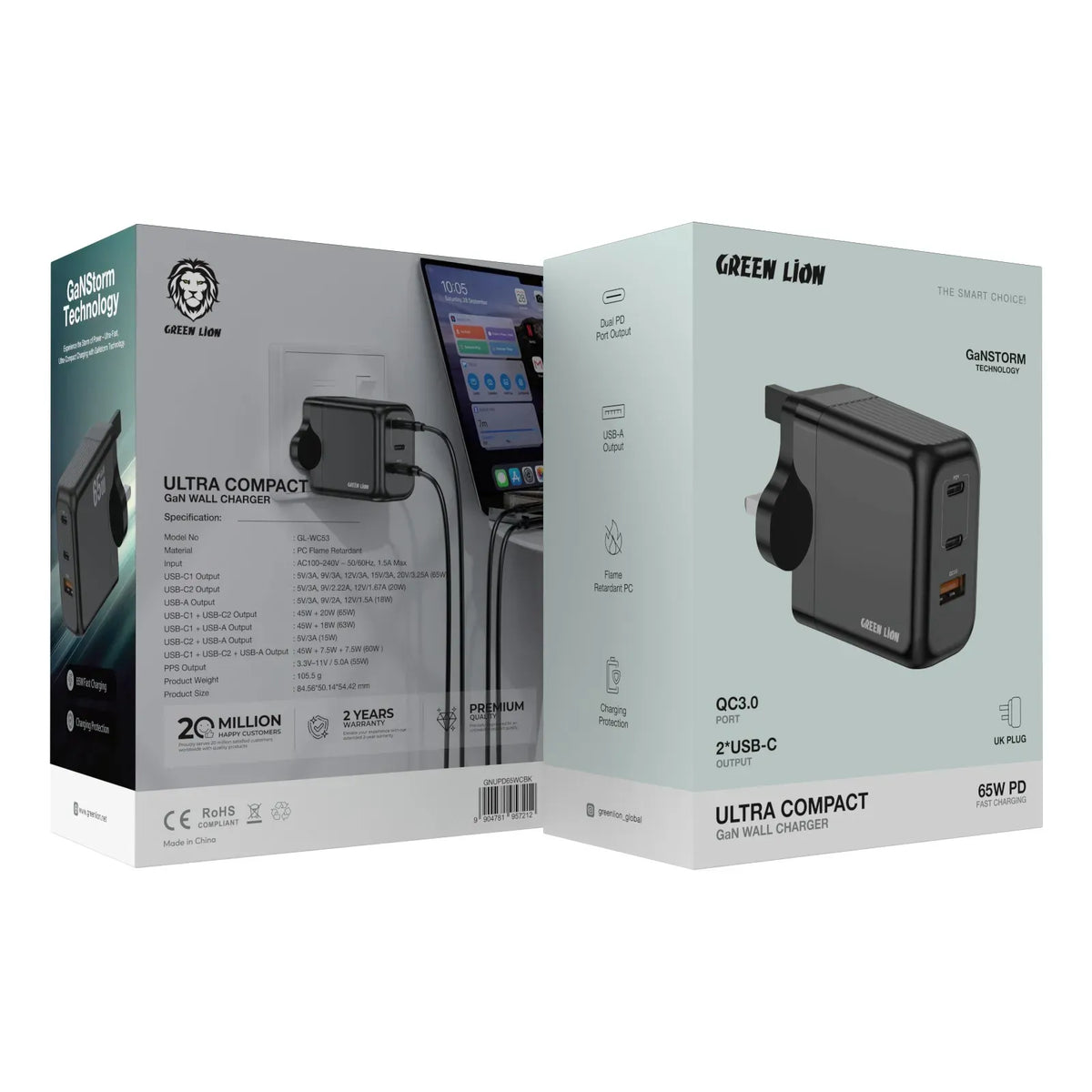 Green Lion Ultra Compact Ga NWall Charger PD+QC 65 W - Black – image 4