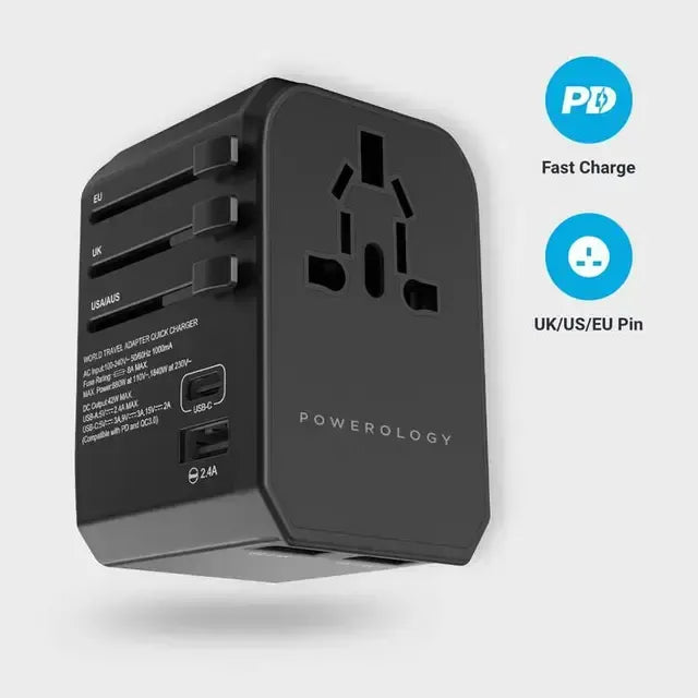 Powerology Universal Multi-Port Travel Charger - Black – image 6