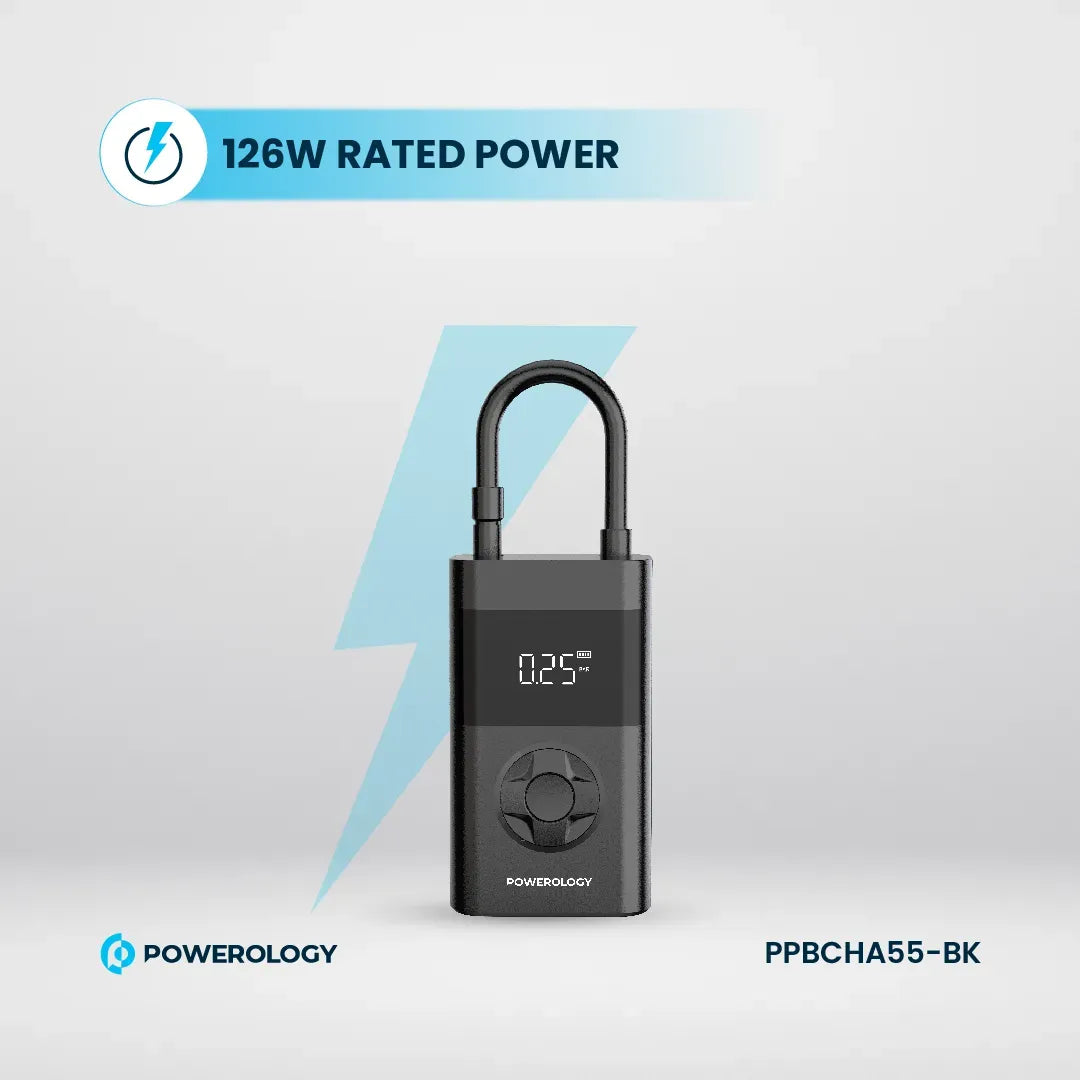 Powerology Ultra Portable Air Compressor Power Bank - Black