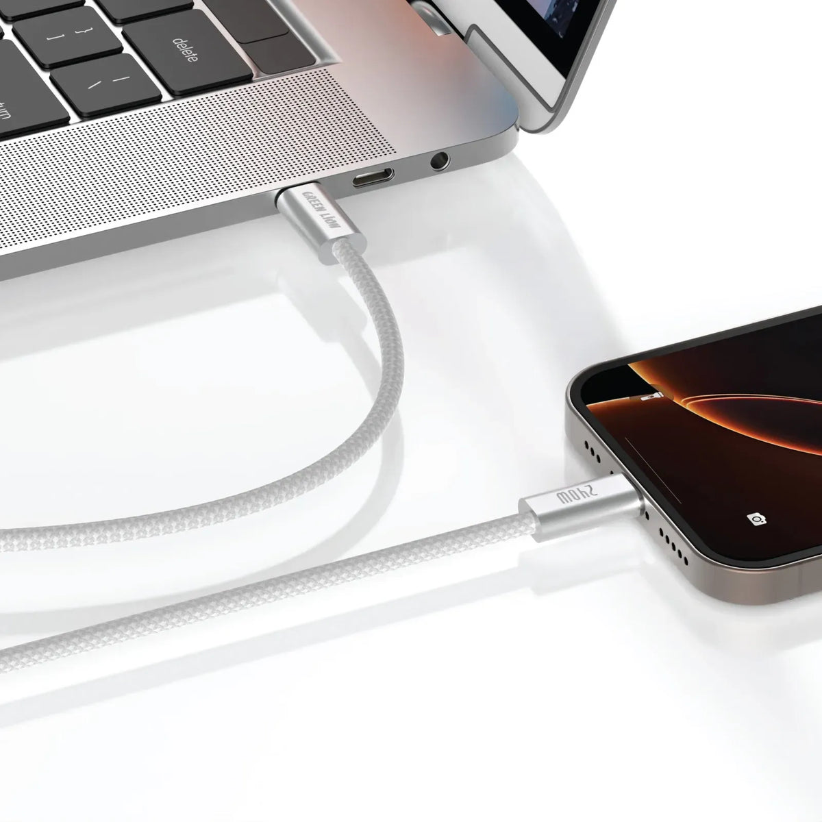 Green Lion 240 WUSB-Cto USB-CUltra-Fast Charging Cable - White – image 2