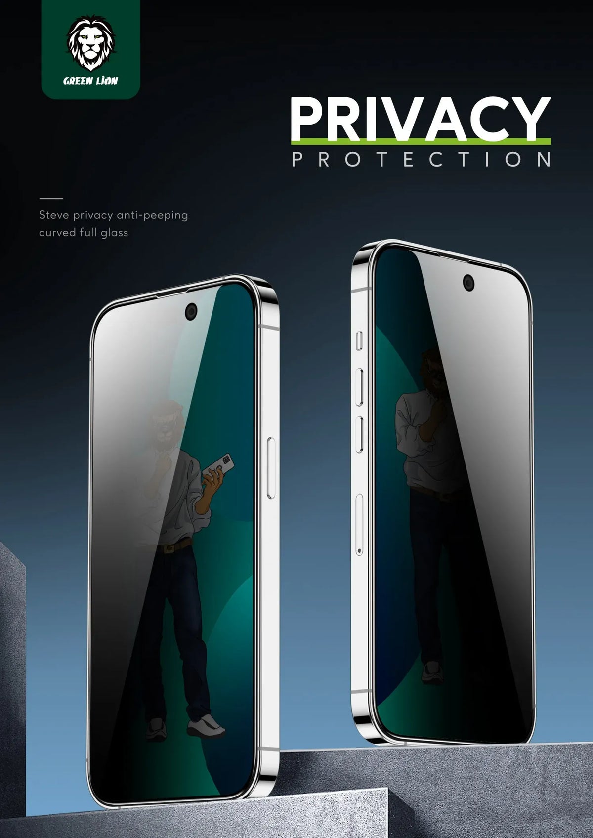 Green Lion 9h Steve Privacy Full Glass Screen Protector – image 8
