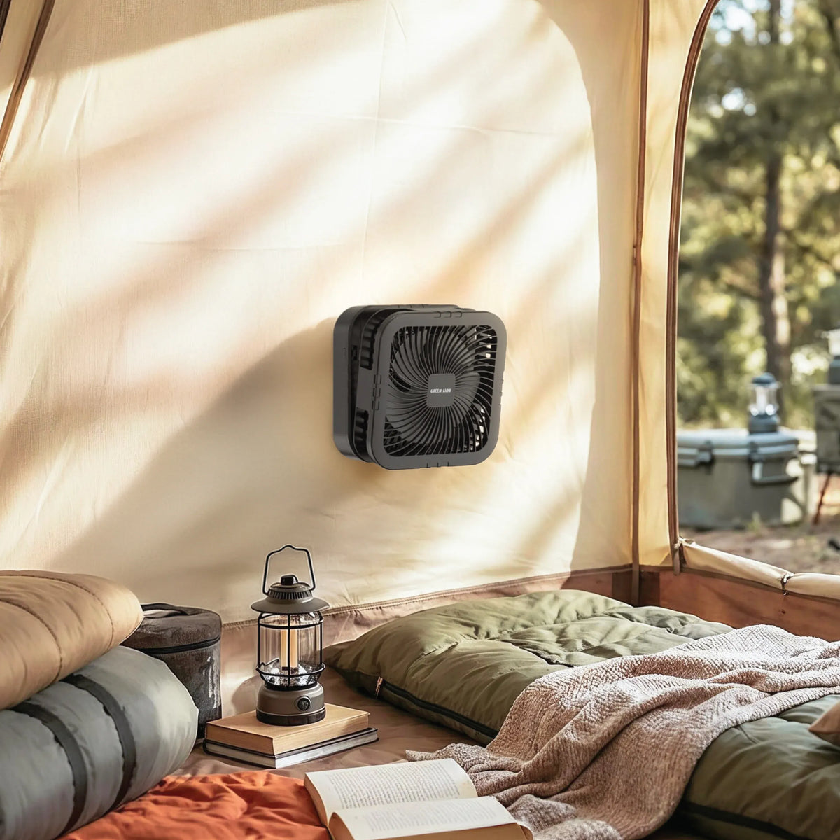 Green Lion Solar Trio Fan| Light|Power Bank - Black – image 3