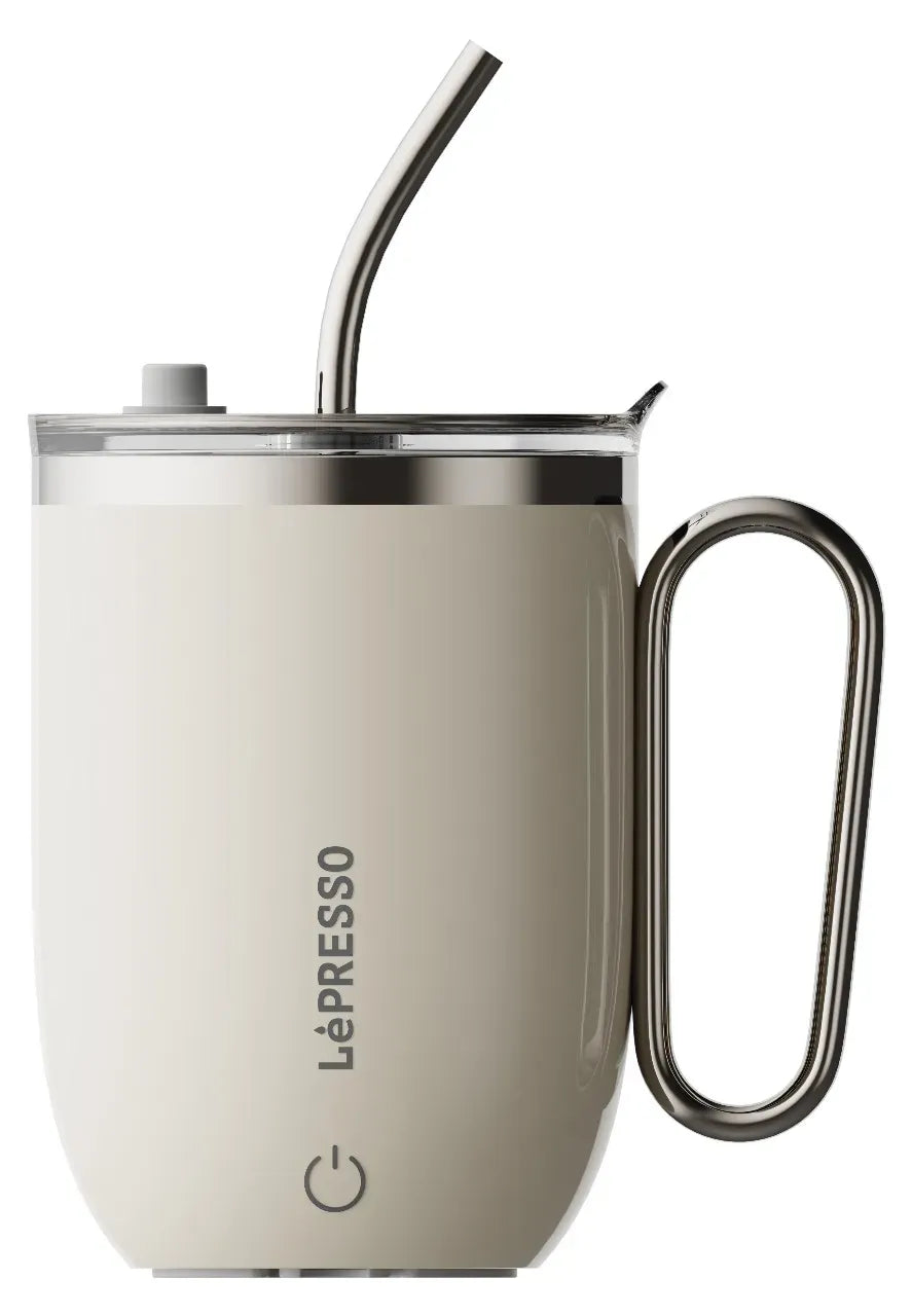 LePresso Sip Spin Magnetic Auto Stirring Mug with Touch Button - White – image 3