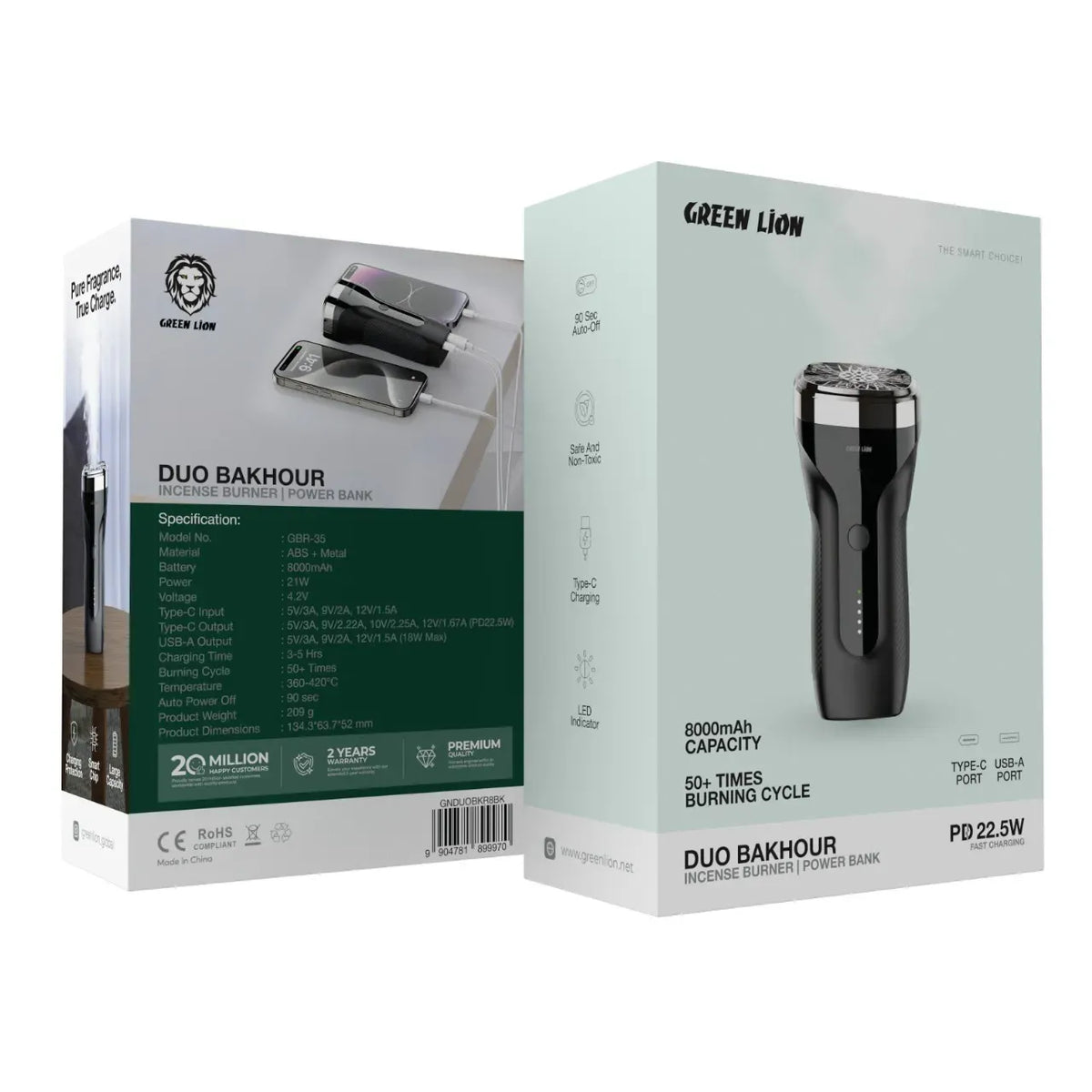 Green Lion Duo Bakhour with 8000mAh Power Bank PD 22 5w Black – image 2