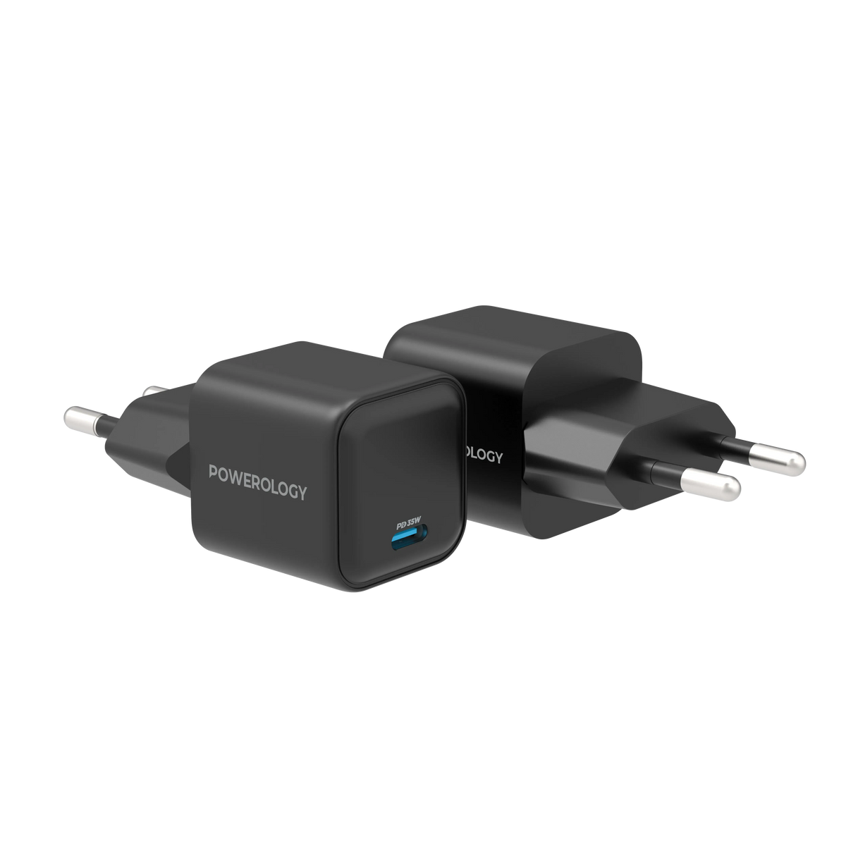 Powerology 35w Single Port Type C Gan Charger with Eu Plug Black – image 6
