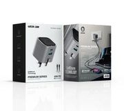 Green Lion Premium Series UKPlug Wall Charger-2 Port, PD 45 W,Cto CCable - Gray