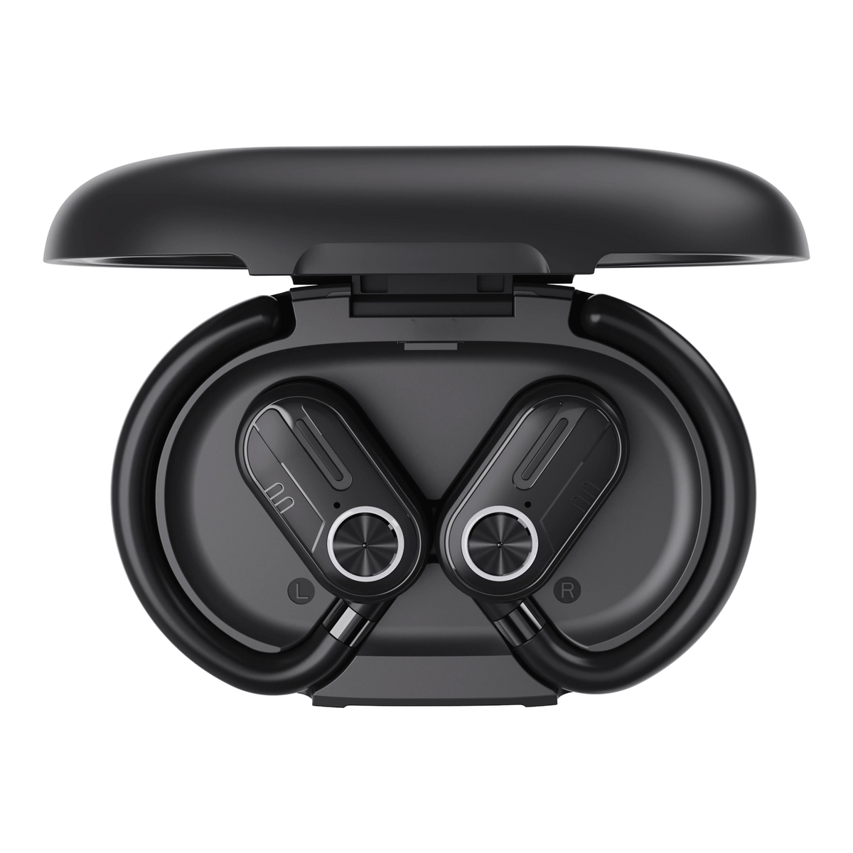 Powerology Enc Tws Air Conduction Earbuds and Charging Case with Display 40mah8 Black – image 12