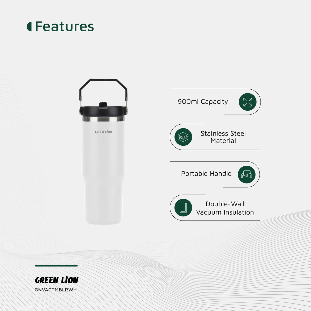 Green Lion Vacuum Tumbler 900 ml - White – image 7
