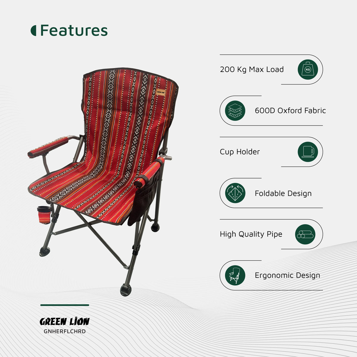 Green Lion Heritage Foldable Chair Red – image 6