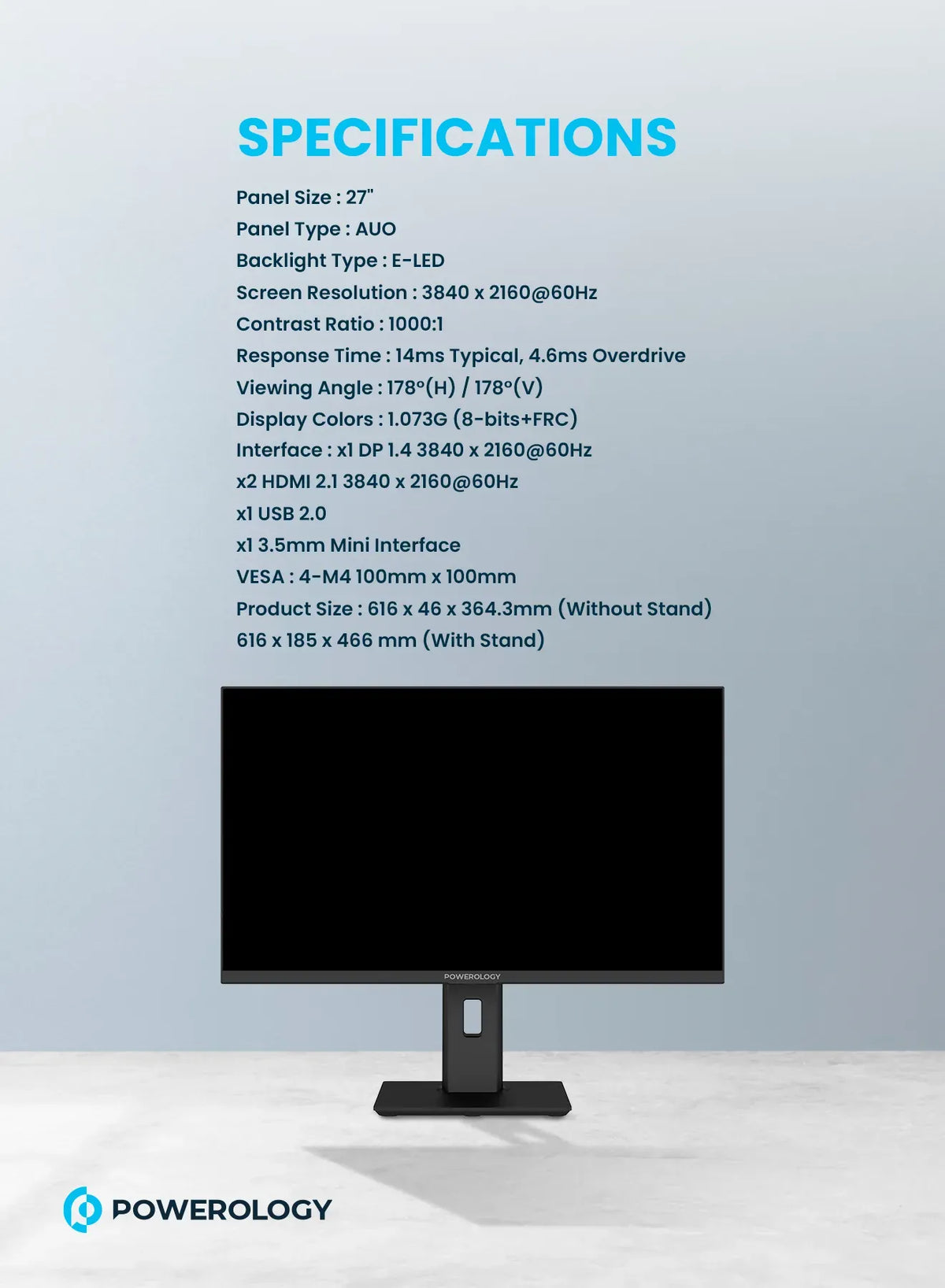Powerology 27 4k Office Monitor with Rgb Light Black – image 6