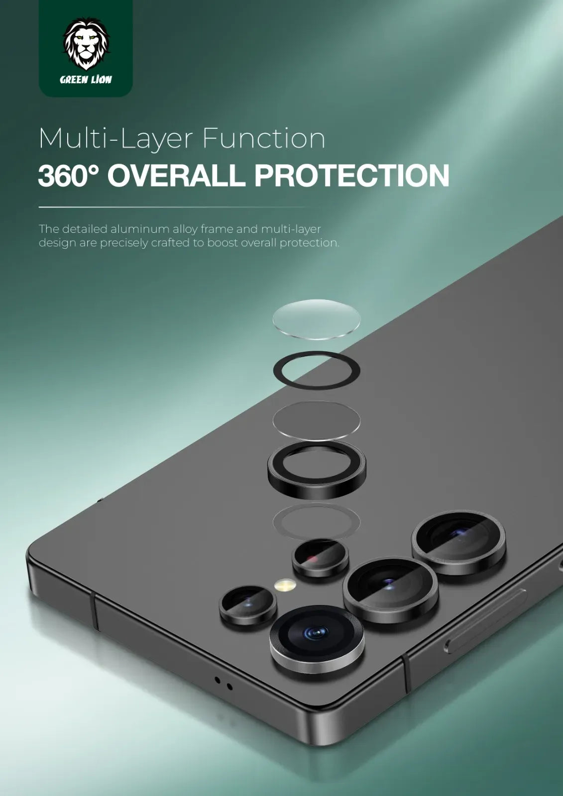 Green Lion Camera Lens Armor for S25 Ultra Black – image 13