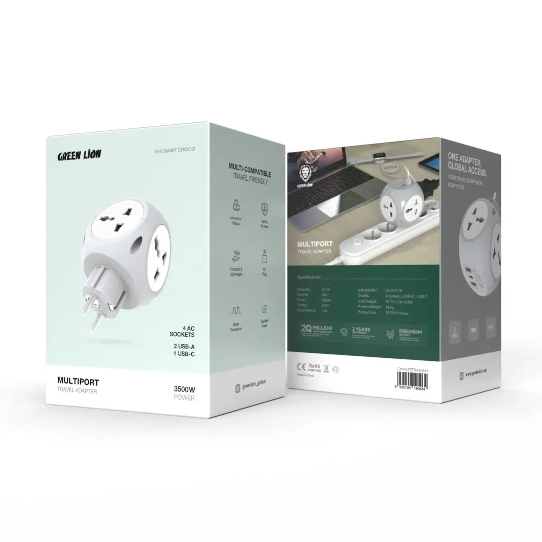 Green Lion Multiport Travel Adapter White – image 4
