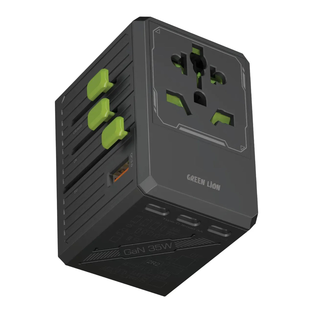 Green Lion Gan Adapter 35w 6 in 1 2 in 2 Cable Black – image 4