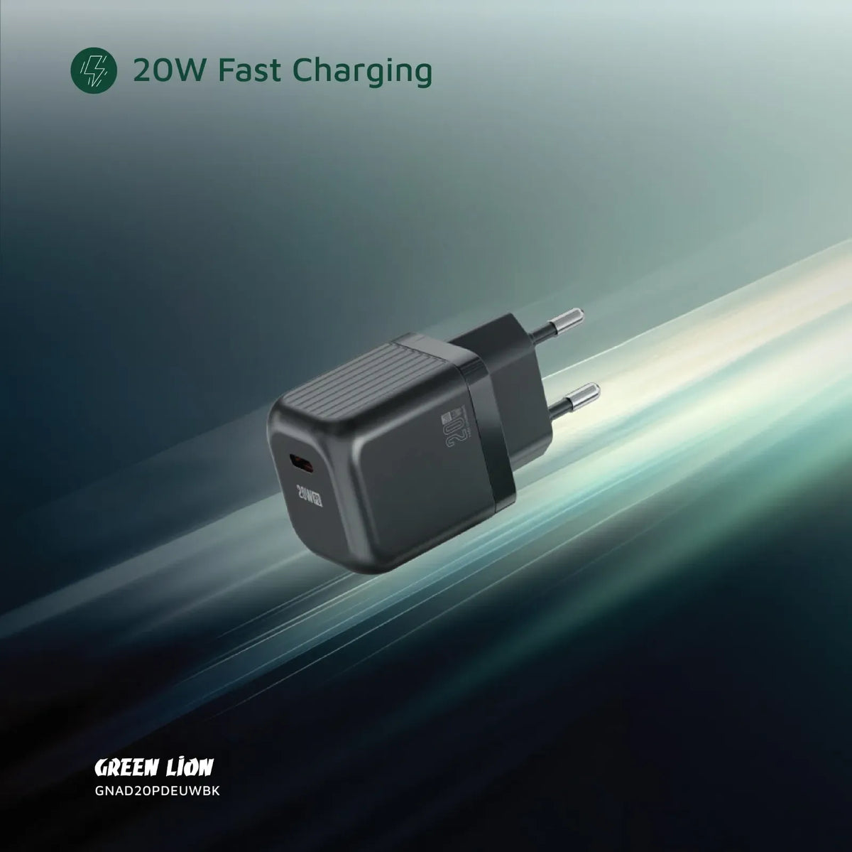 Green Lion Ultra Compact Ga NWall Charger EUPin USB-C PD 20 W - Black – image 7