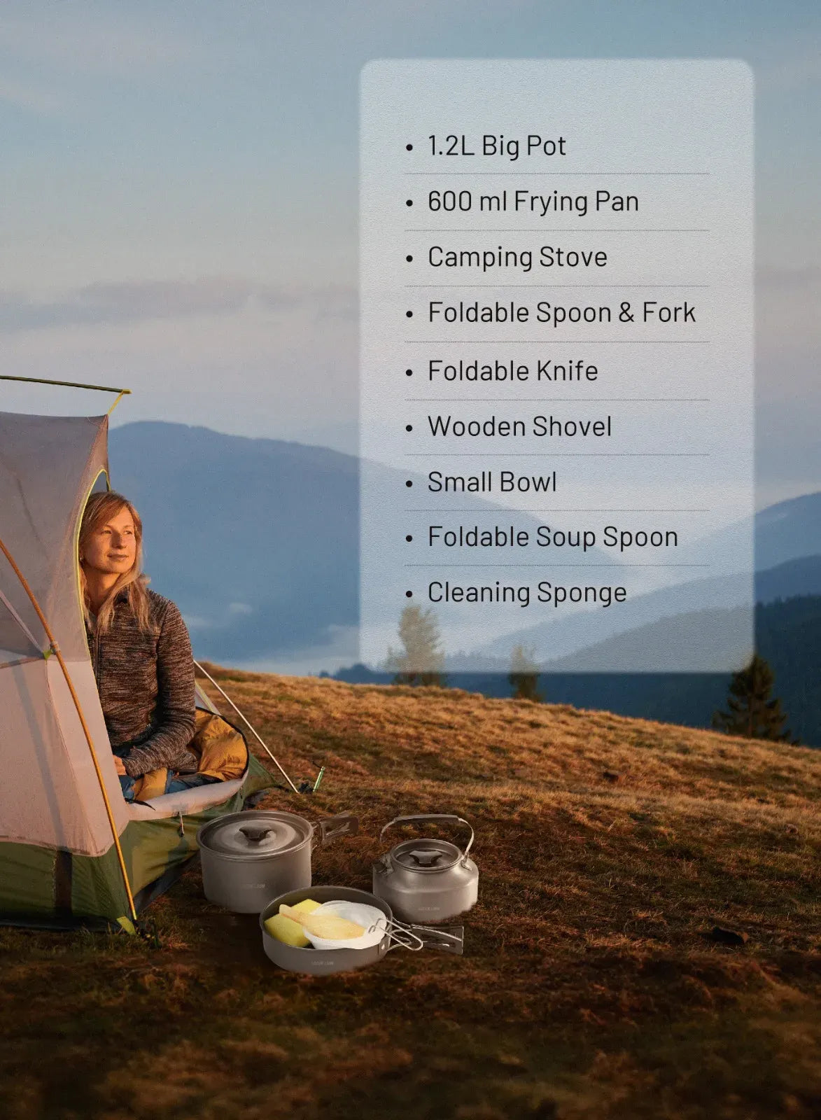 Green Lion 10 in 1 Camping Cookware Black – image 19