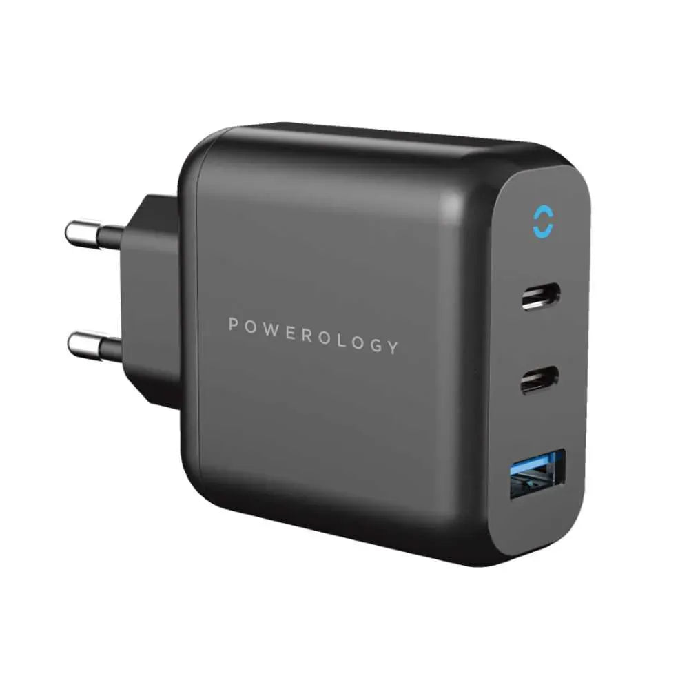 Powerology 3-Output 65 W PDGa N Charger with Quick Charge USB-A (EU) - Black – image 4