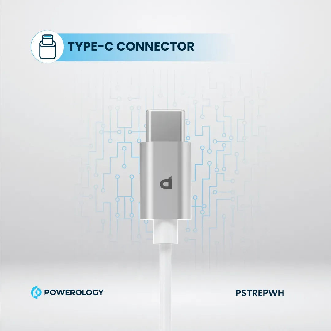 Powerology Type-CConnector Stereo Earphone(1.2 m/4 ft) - White – image 7