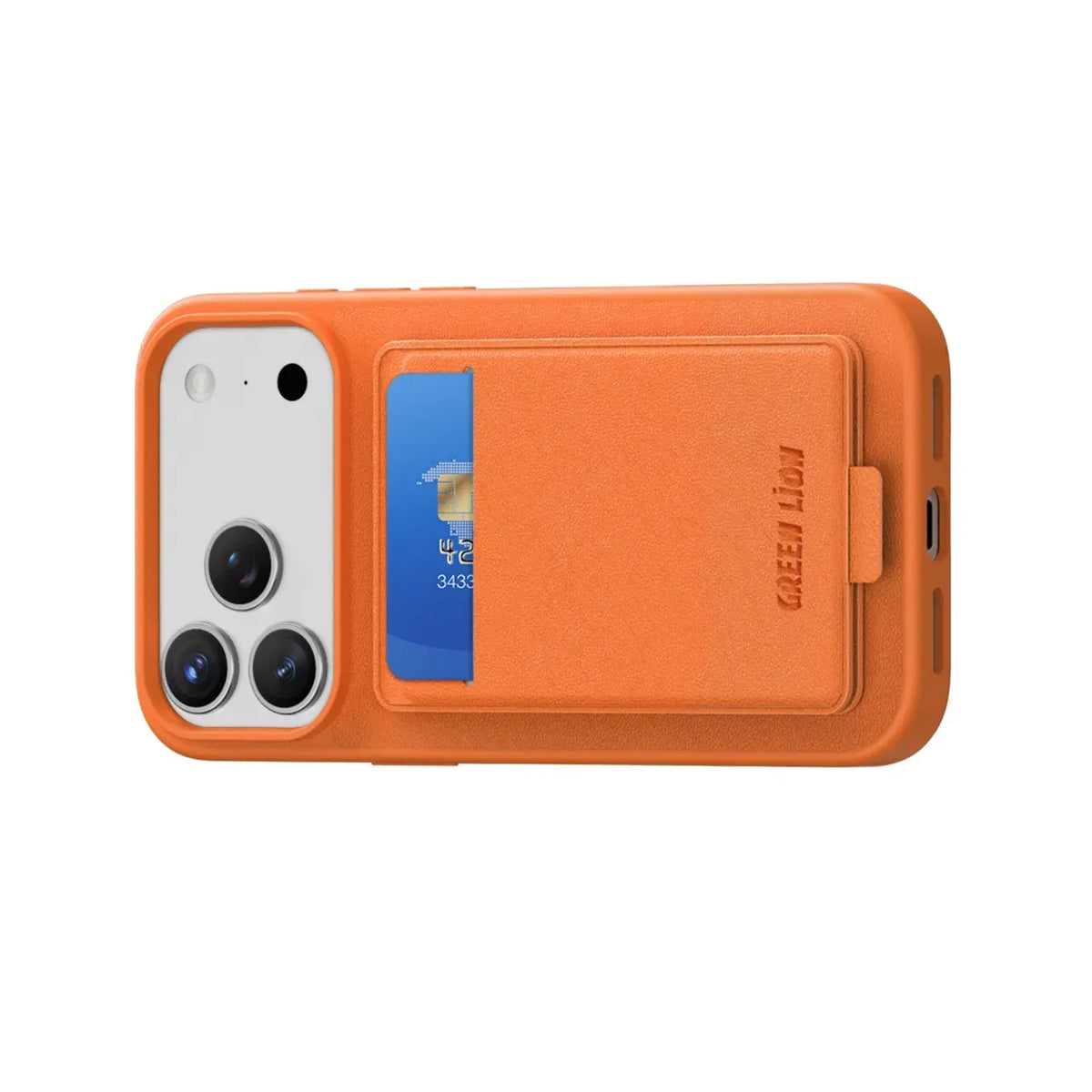 Green Lion Regal MagSafe Leather Case with Card Holder for Iphone 17 Pro Orange – image 4