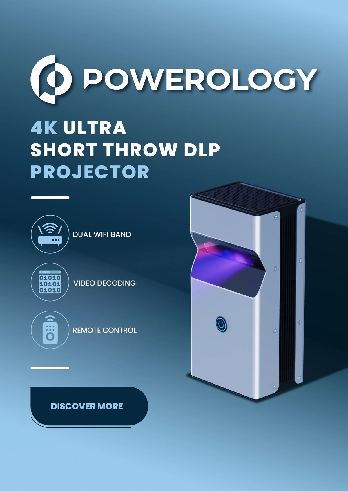 Powerology 4k Ultra Short Throw Dlp Projector 2 16gb – image 1