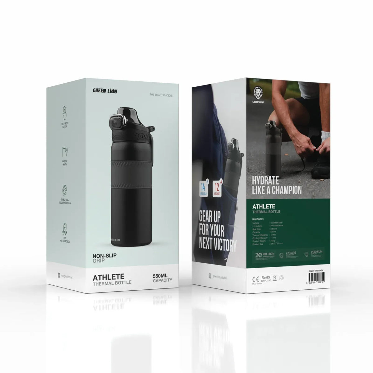 Green Lion Athlete Thermal Bottle - Black