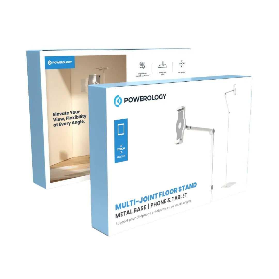 Powerology Multi Joint Floor Stand Metal Base Phone Tablet White – image 3