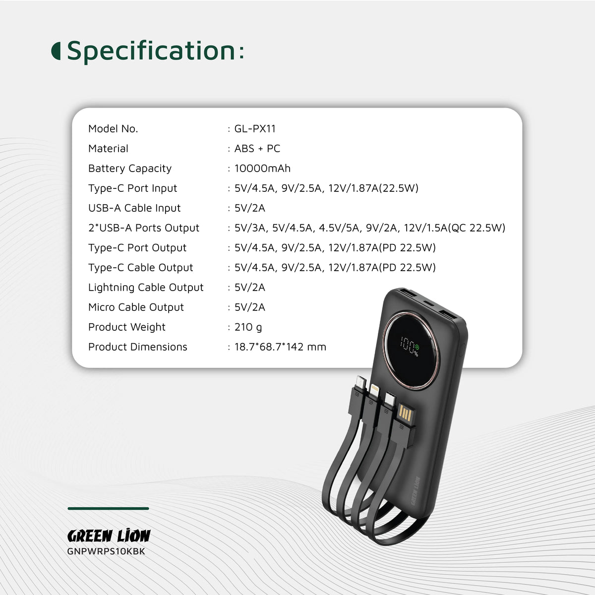 Green Lion Power Pulse 10000mAh Power Bank Black – image 8