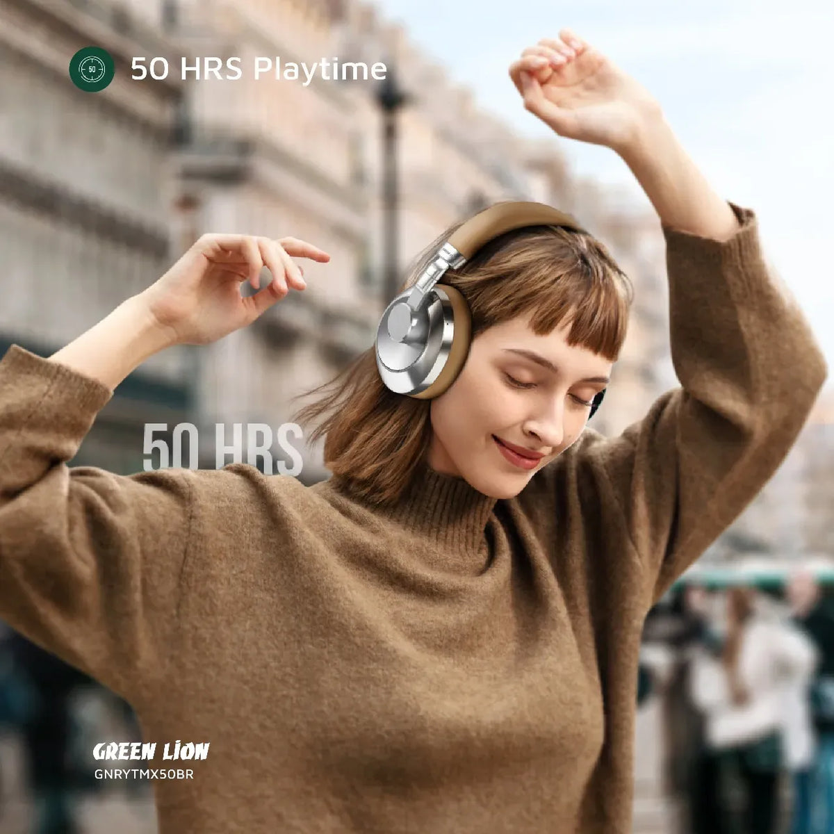 Green Lion Rhythm X 50 ANC Wireless Headphone - Brown – image 5