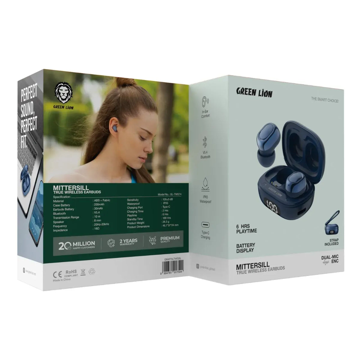 Green Lion Mittersill True Wireless Earbuds - Blue