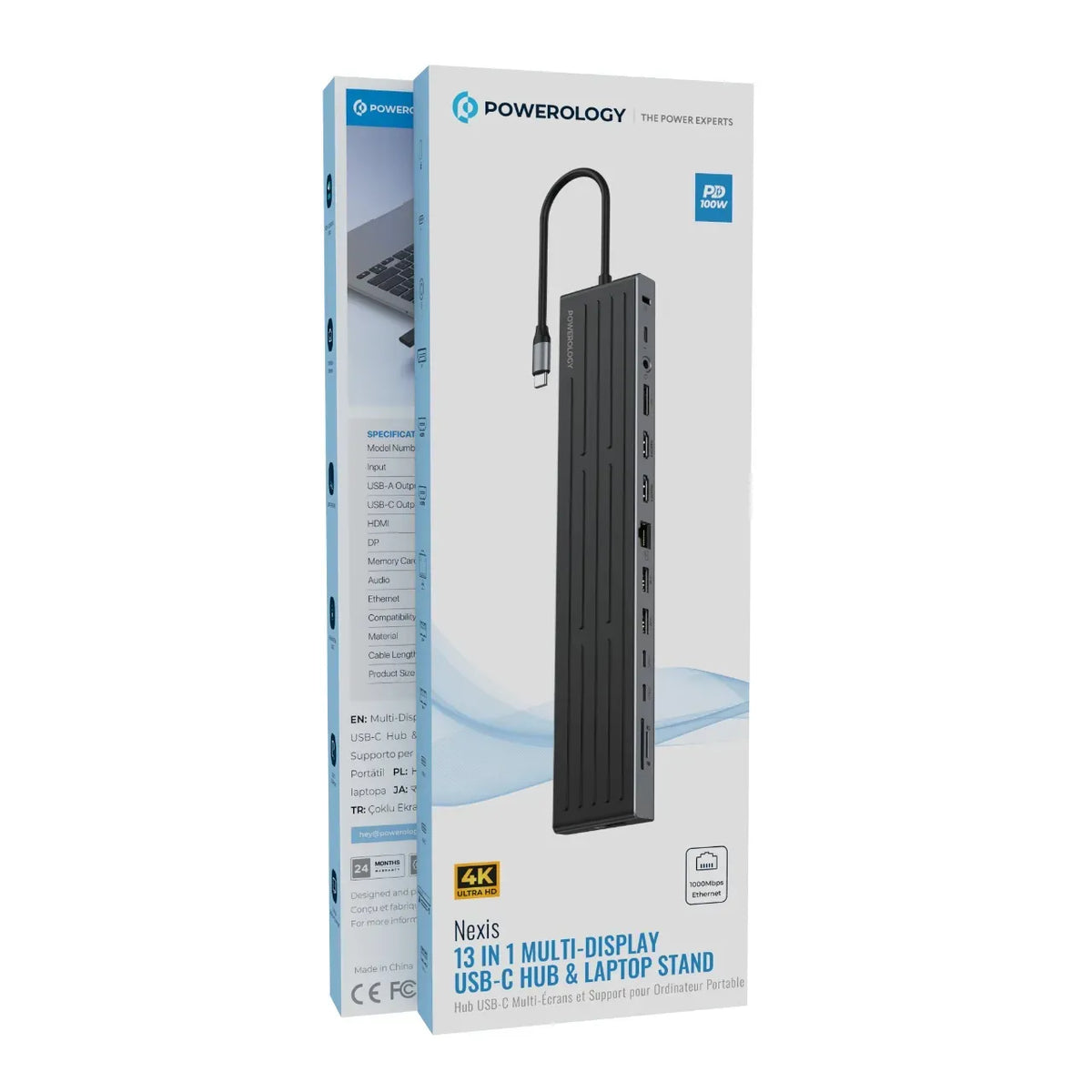 Powerology Nexis 13 in 1 Multi Display USB C Hub Laptop Stand Black – image 3