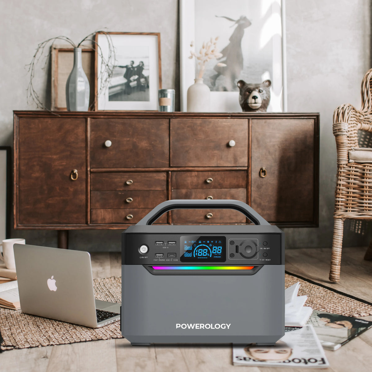 Powerology 120000mAh Portable Power Generator Fast Charging 384wh 600w Black – image 23