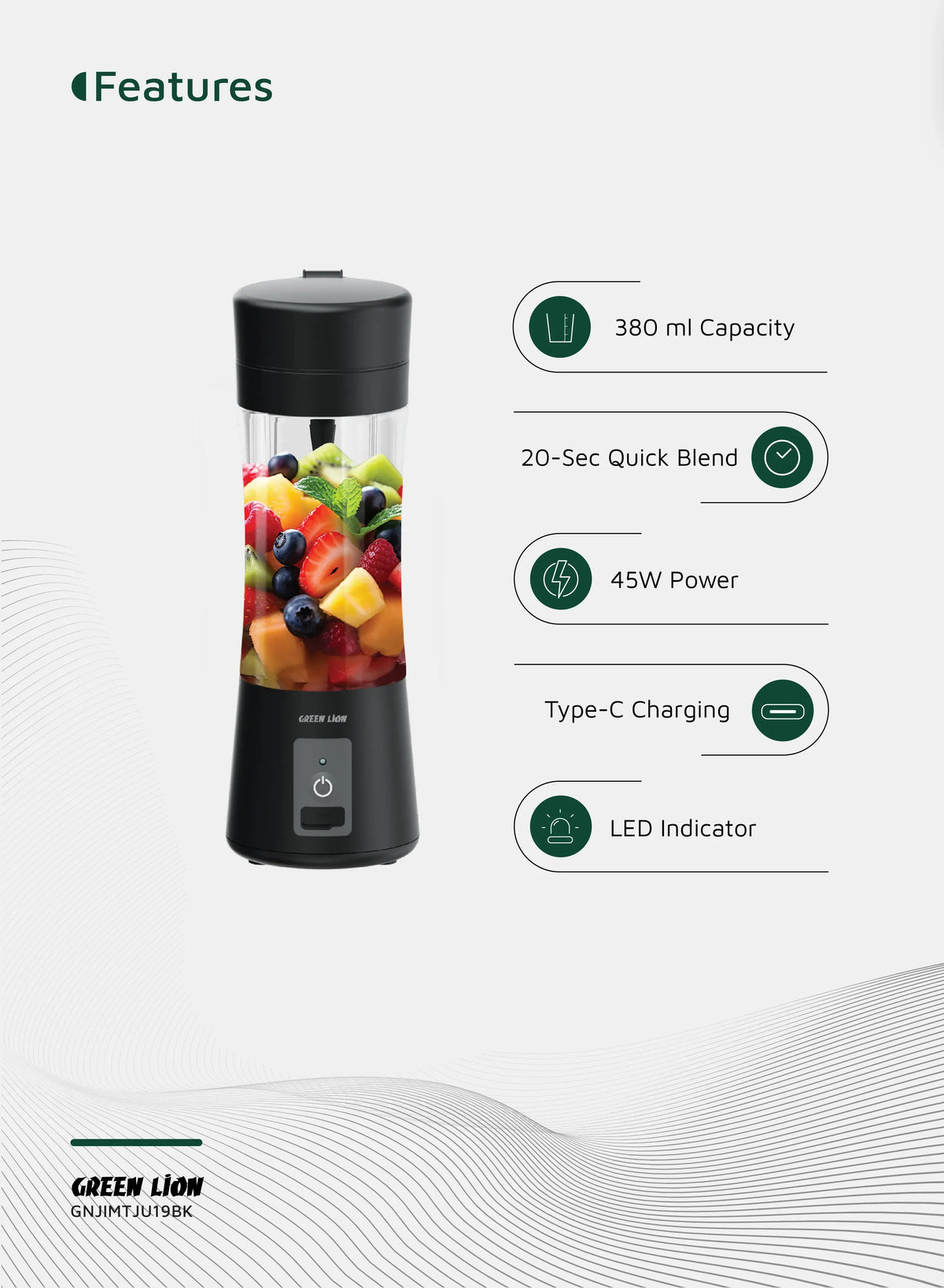 Green Lion Juice Mate Portable Juicer 380 ml - Black – image 11
