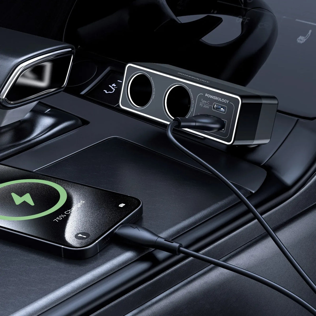 Powerology Brio 54w Multi Port Car Charger Black – image 3