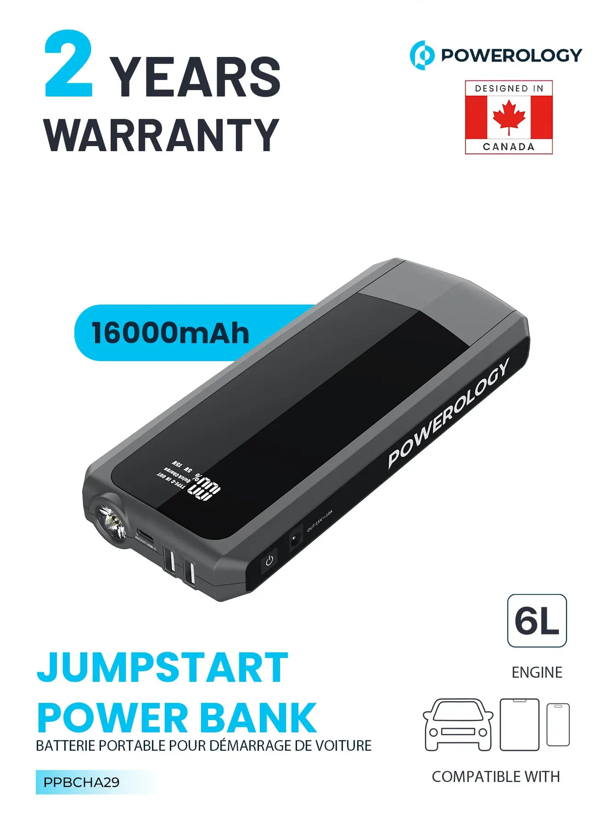 Powerology 16000mAh Jumpstart Power Bank – image 9