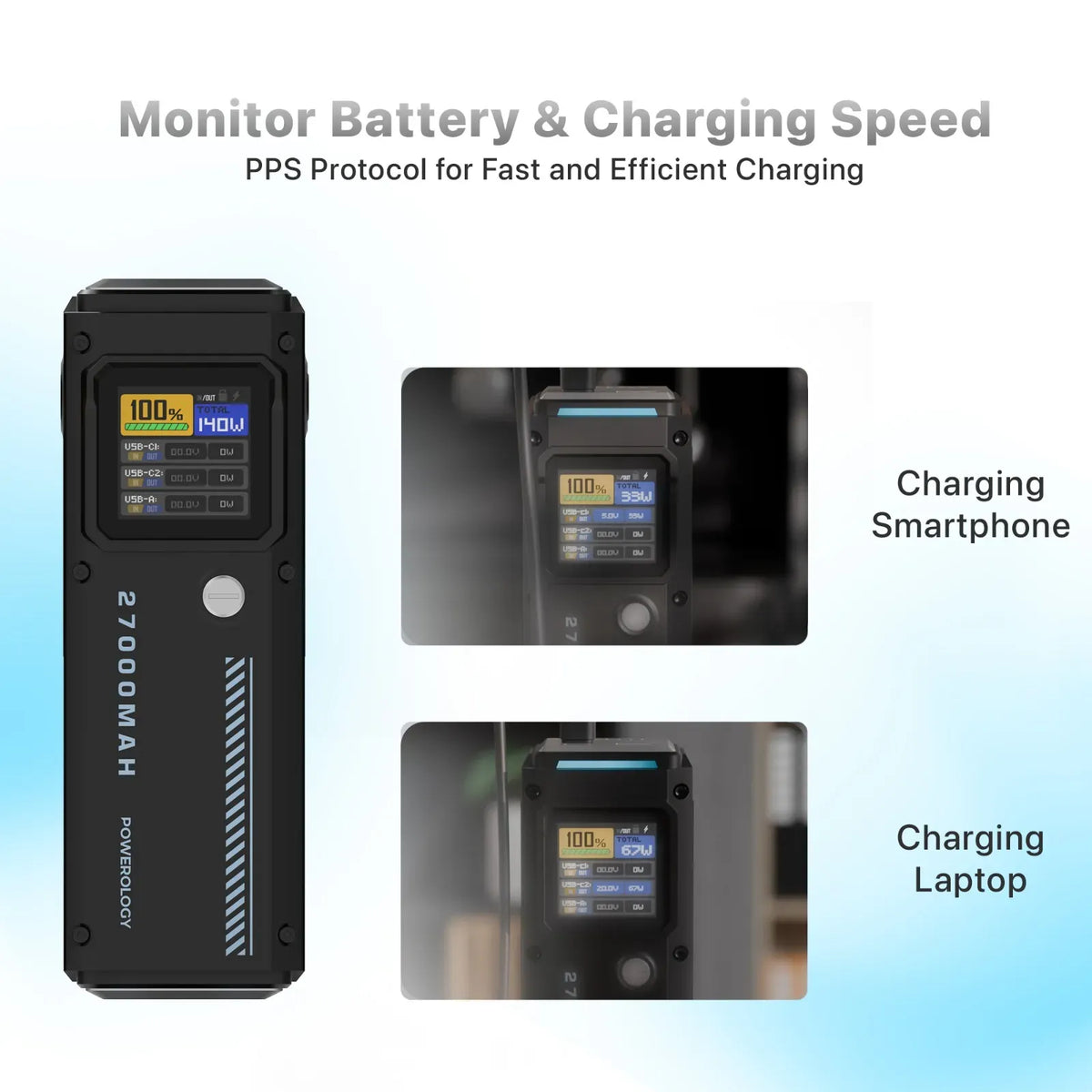 Powerology 27000mAh Smart Display Power Bank Black – image 12