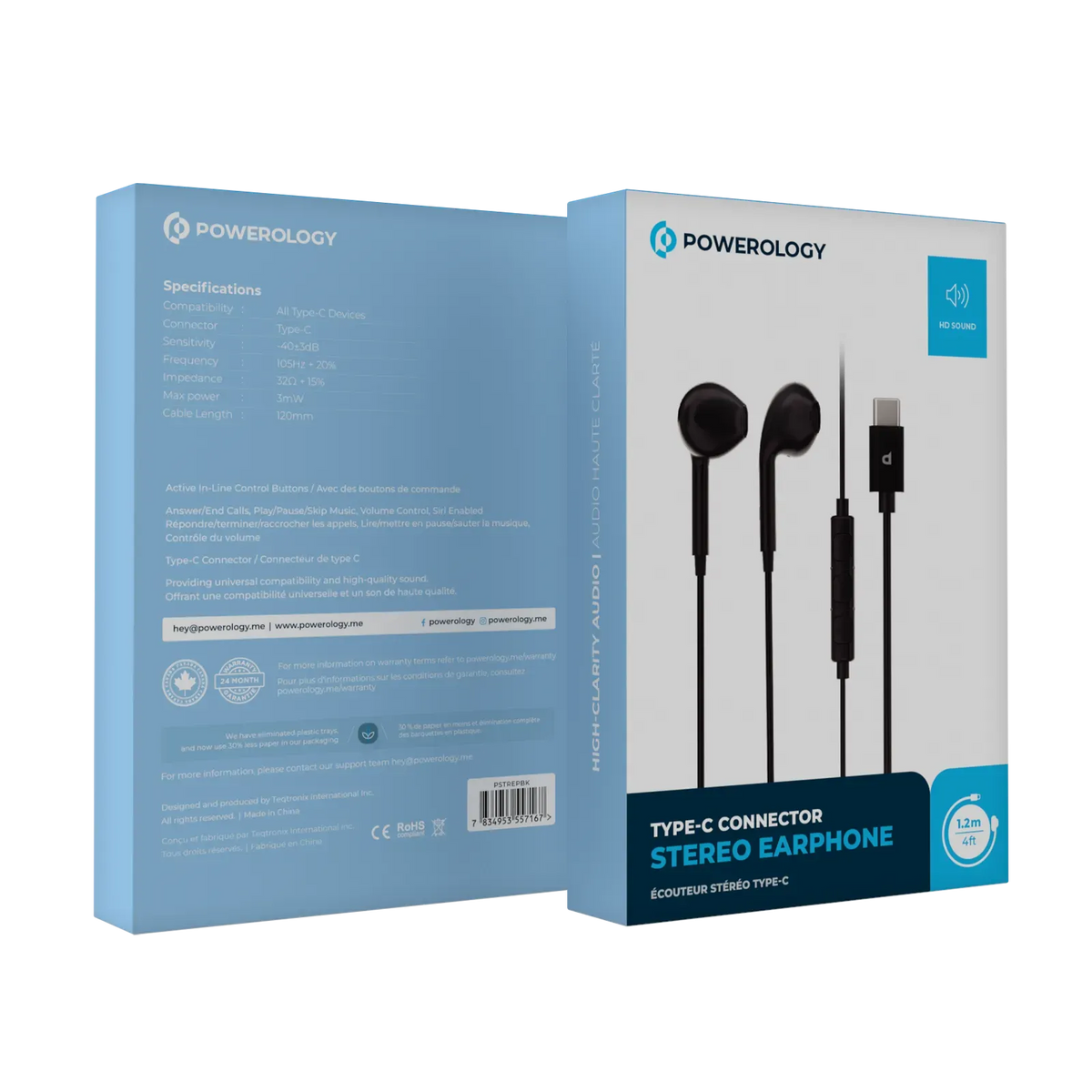 Powerology Type-CConnector Stereo Earphone(1.2 m/4 ft) - Black – image 8