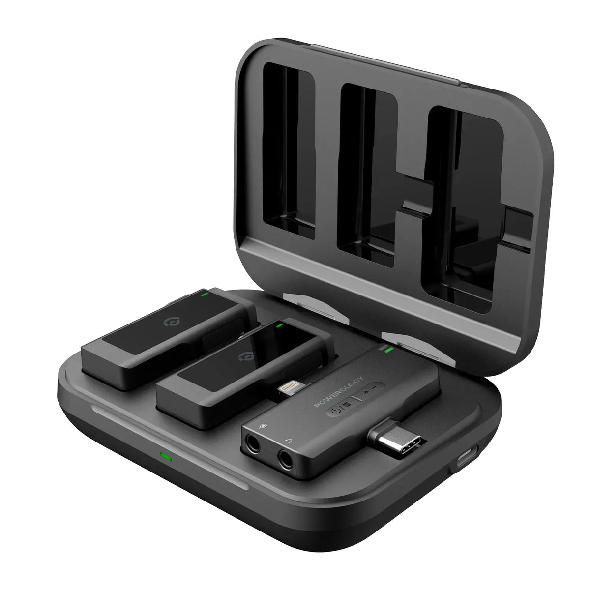 Powerology Mfi Dual Connector Wireless Lavalier Microphone X2 Mic 2000mAh Black – image 8