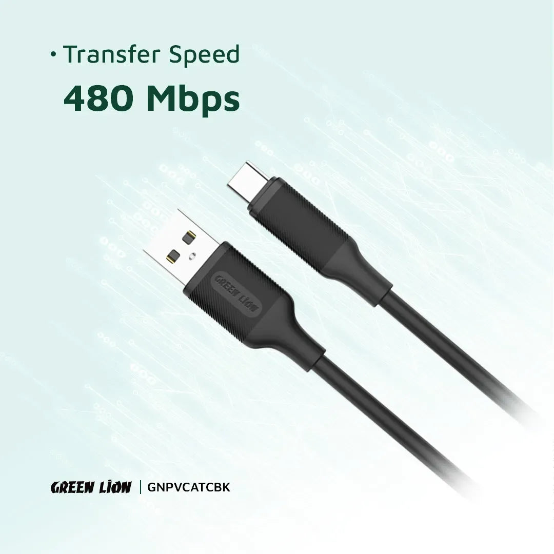 Green Lion USB-ATo Type-C PVCCable(1 m) - Black – image 4