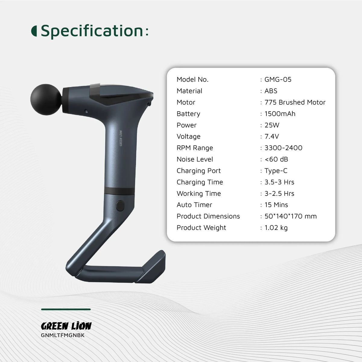 Green Lion Multifunctional Massage Gun GMG-05 - Black – image 14