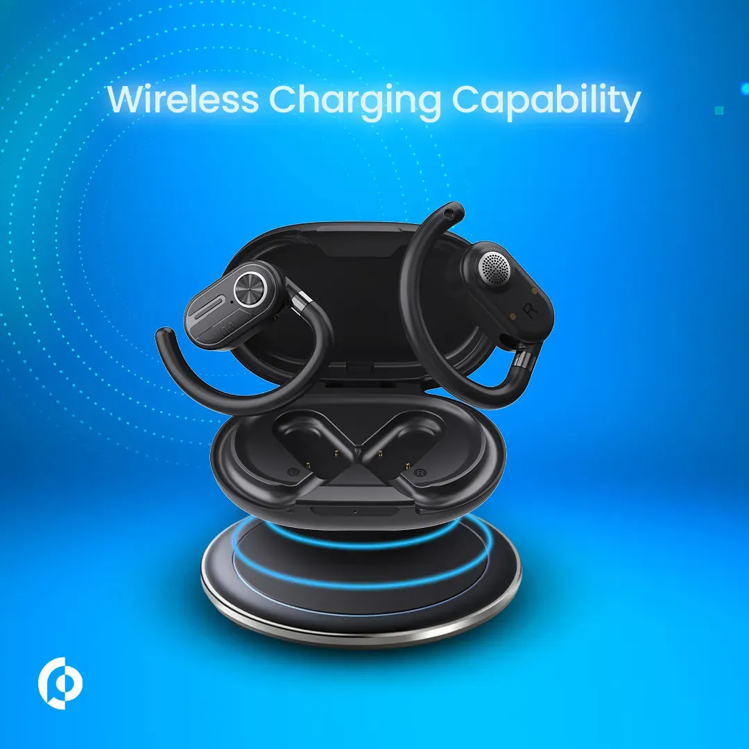 Powerology Enc Tws Air Conduction Earbuds and Charging Case with Display 40mah8 Black – image 8