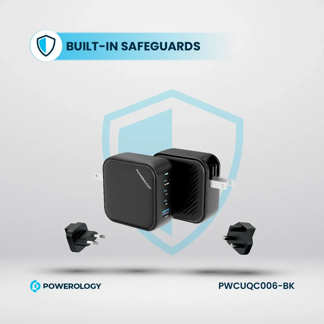 Powerology 100 W Triple PDGa N Charger +1 QC 3.0 World Travel Kit - Black – image 2