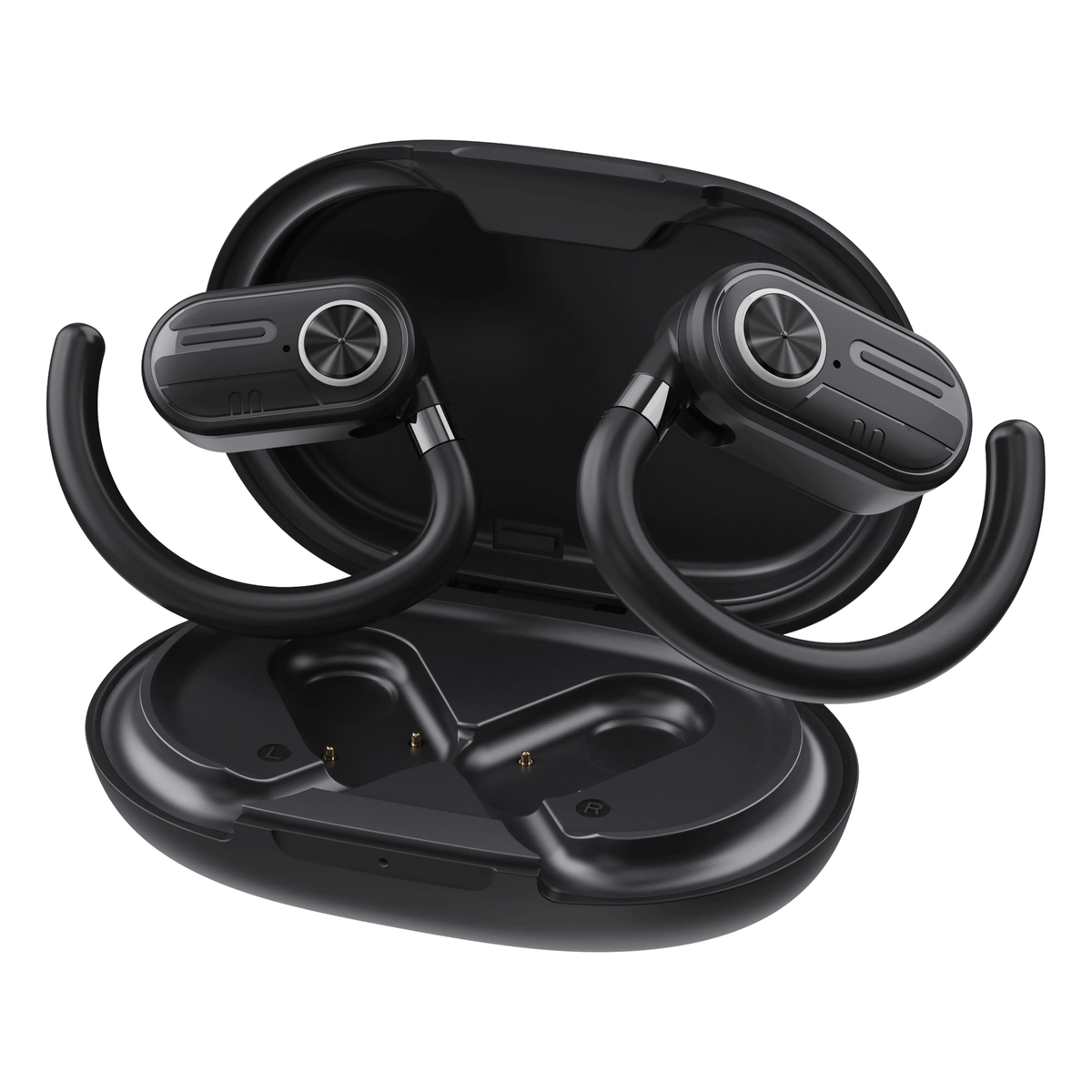 Powerology Enc Tws Air Conduction Earbuds and Charging Case with Display 40mah8 Black – image 10