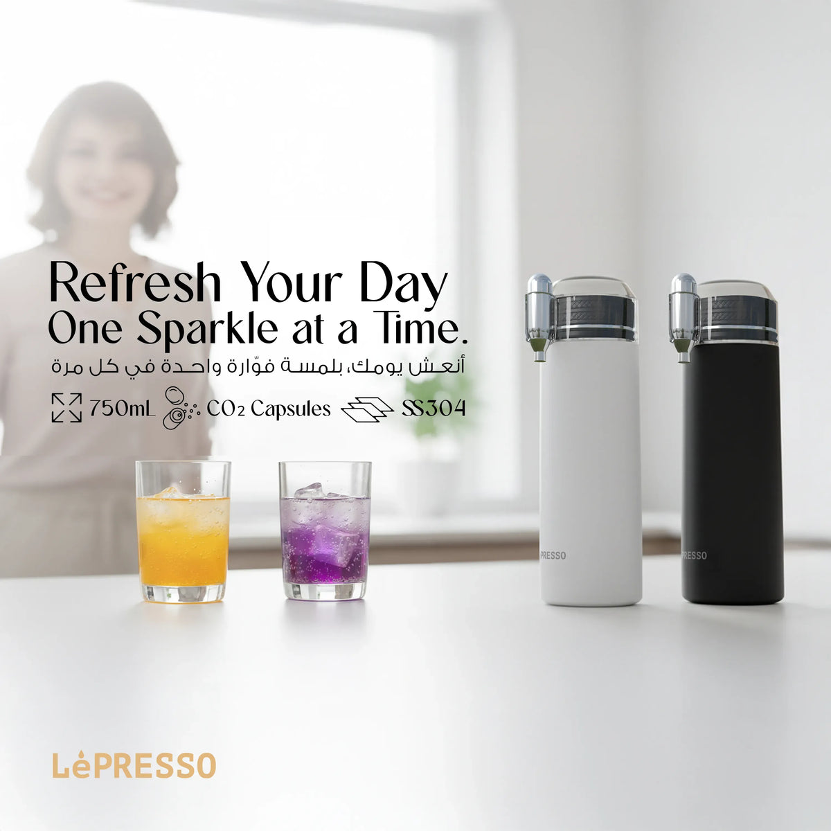LePresso Sparkling Water Bottle Double Wall Vacuum - Black – image 6