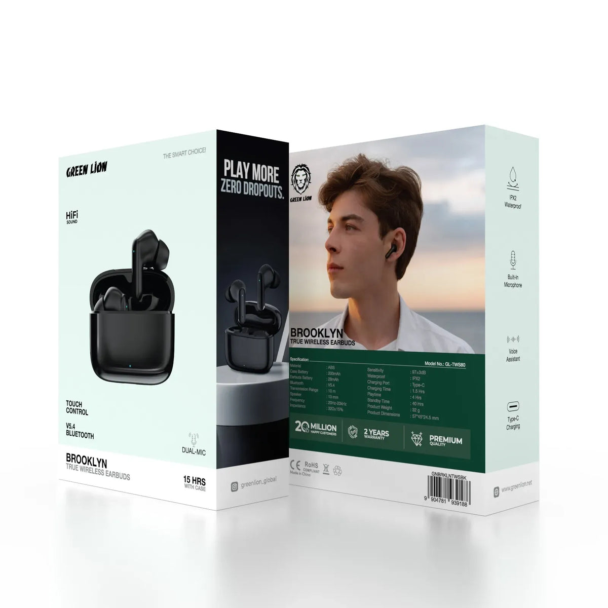 Green Lion Brooklyn True Wireless Earbuds - Black – image 12
