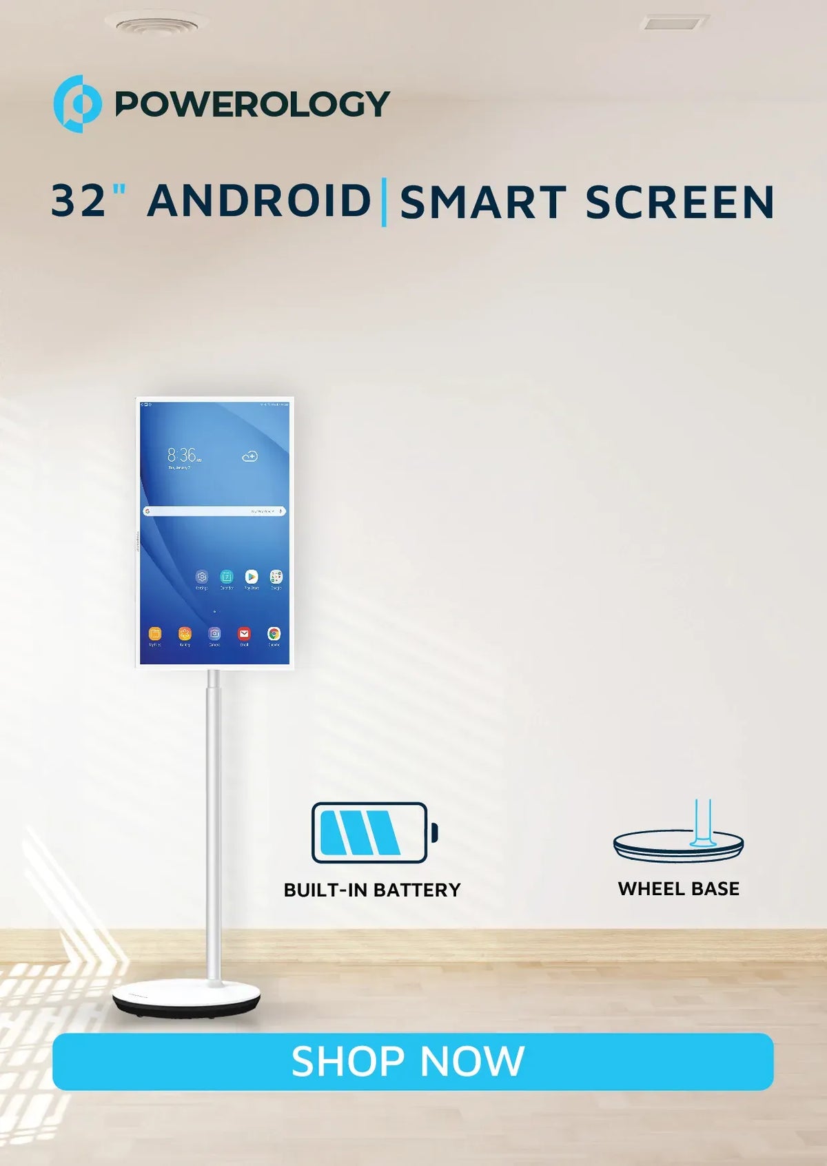Powerology FHD Android 32 Tablet with Stand and Built in Battery 4 128gb White – image 8