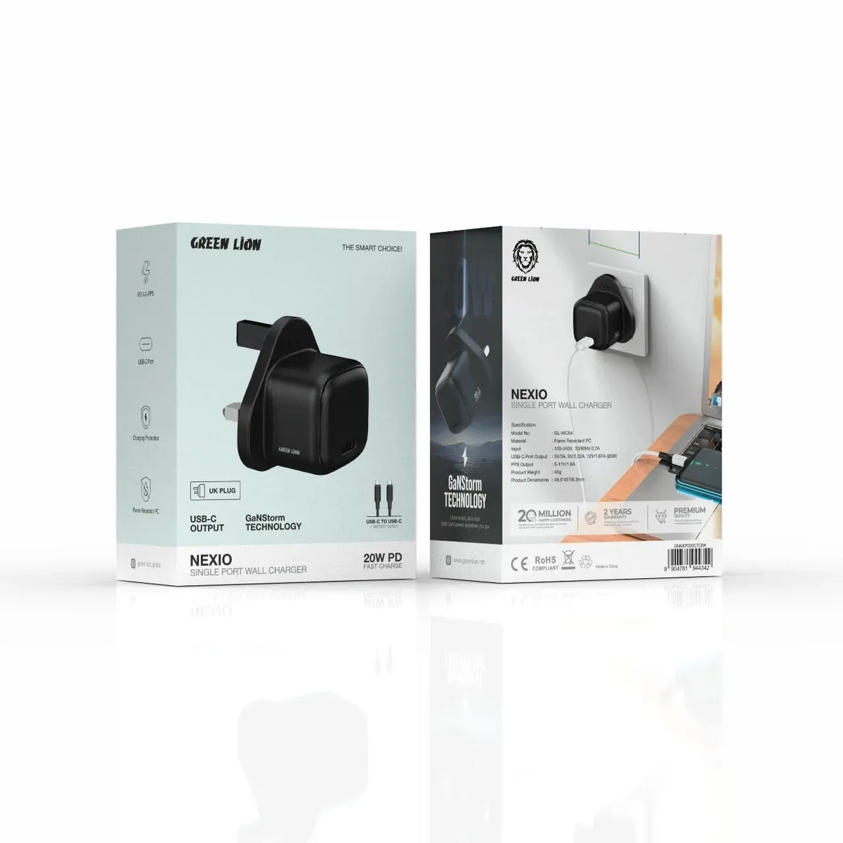 Green Lion NEXIOSingle Port Wall Charger UKPlug 20 W 1 C CTo C - Black – image 4