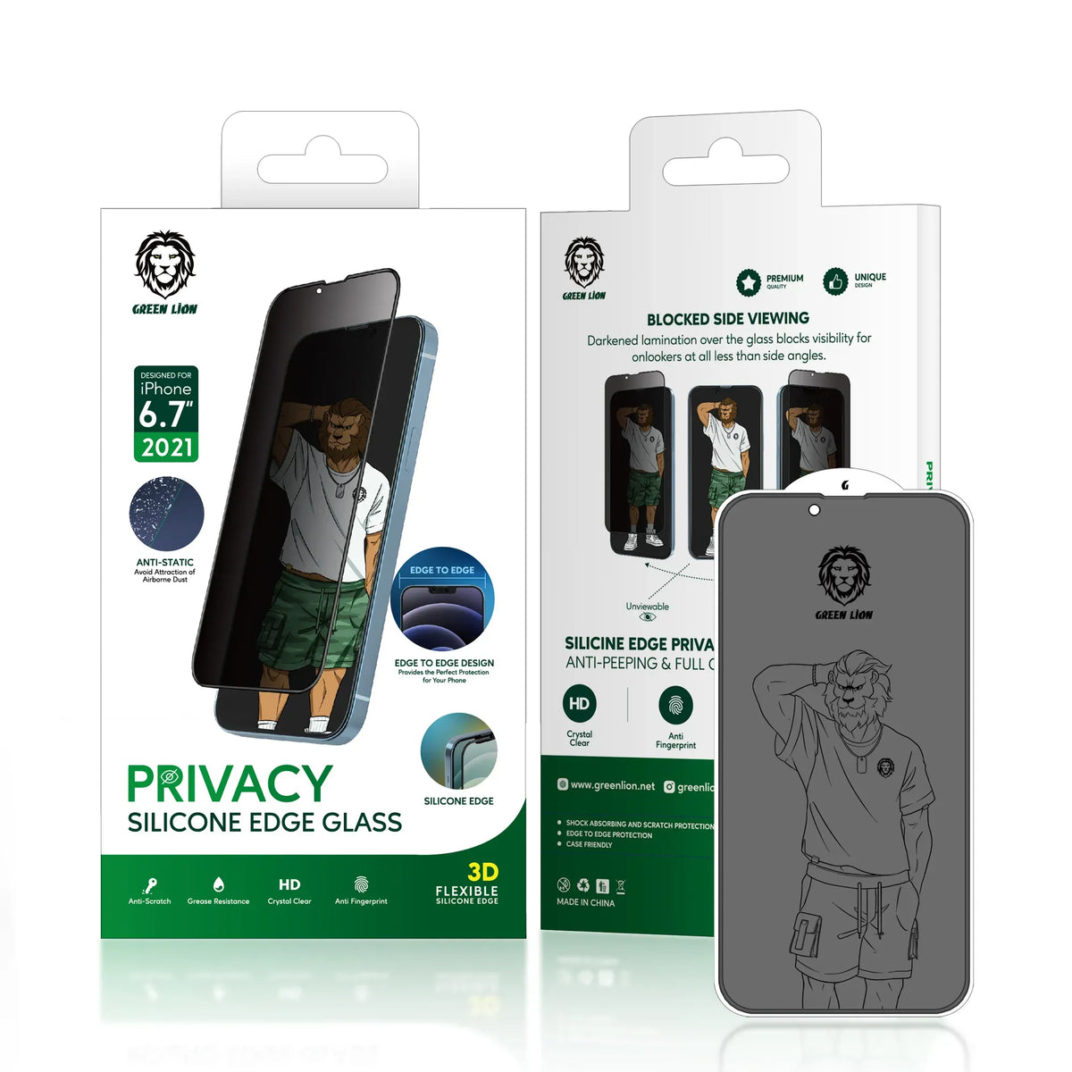 Green Lion 3 DSilicone Plus Screen Protector - Black Edge/Privacy – image 2