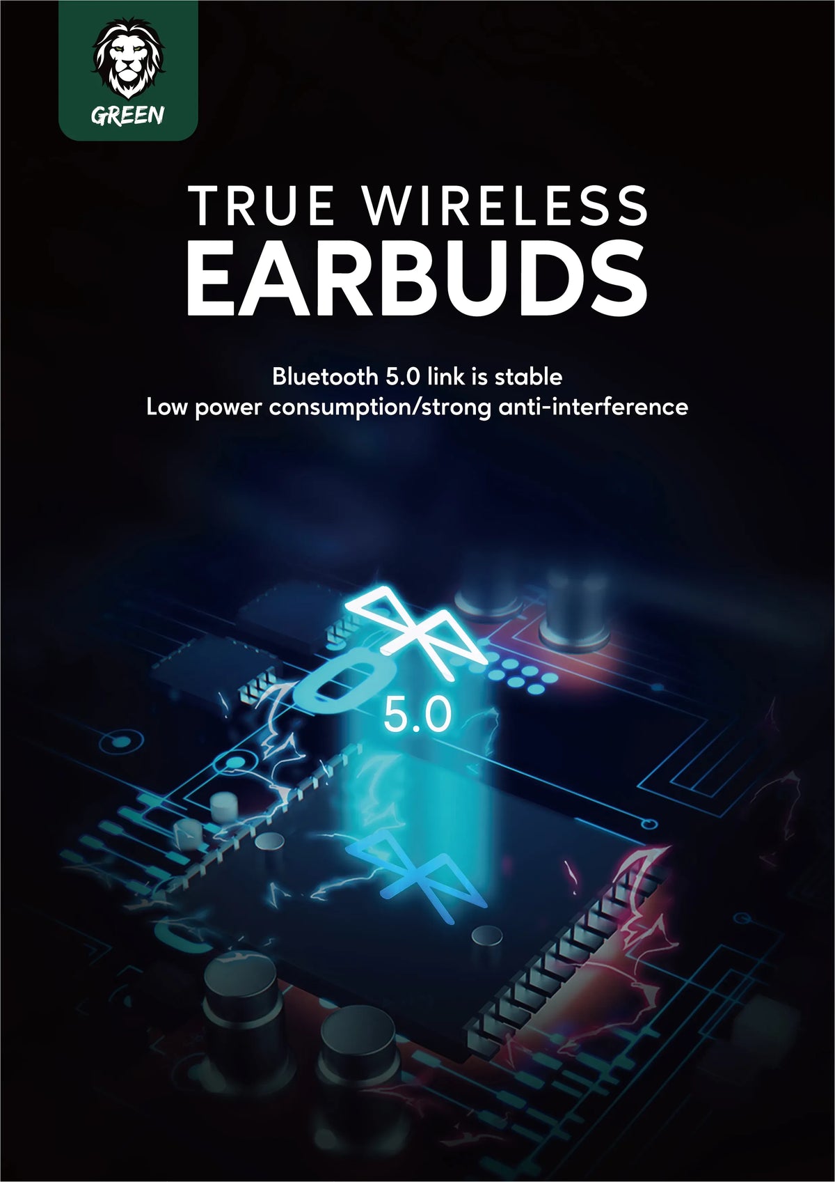 Green Lion True Wireless Earbuds - Black – image 2