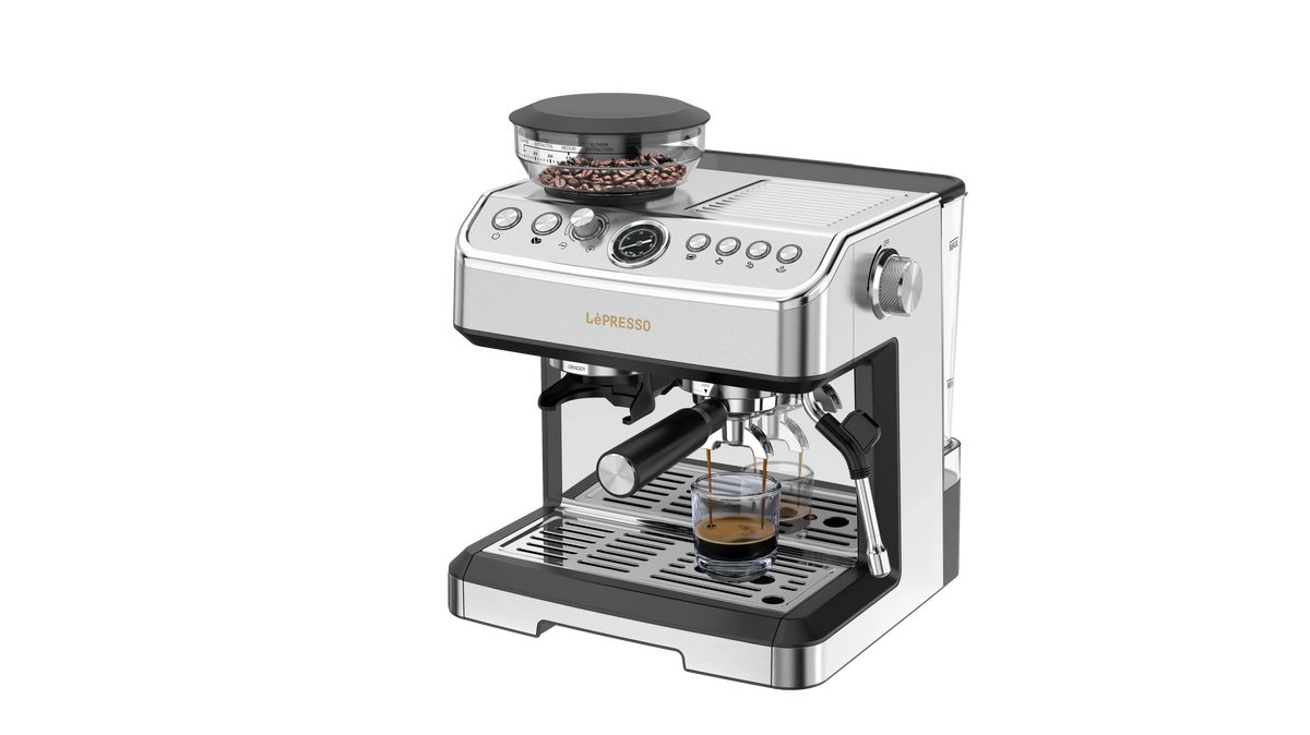 LePresso Espresso Machine Conical Grinder Steamer Silver – image 5